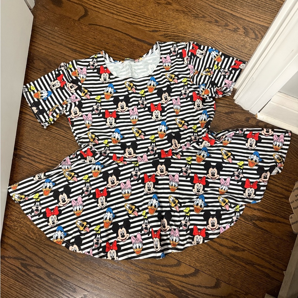 Disney-Inspired Black & White Striped top Character Print